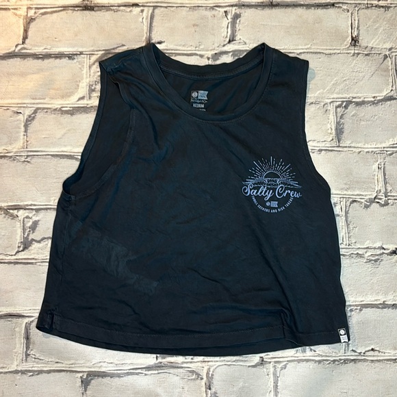 Salty Crew Tops - Salty Crew cropped bro tank in dark gray